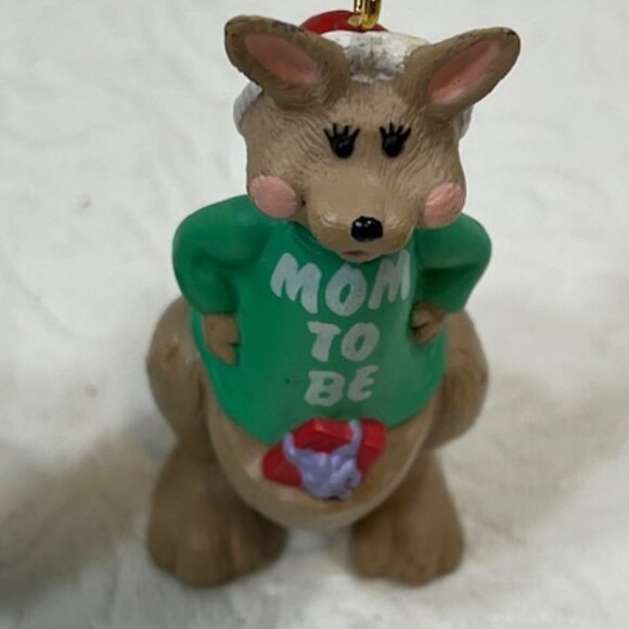 VTG Set of Christmas 1991"Mom & Dad To Be" Kangaroo Hanging Tree Ornaments 2.25" - Picture 2 of 8
